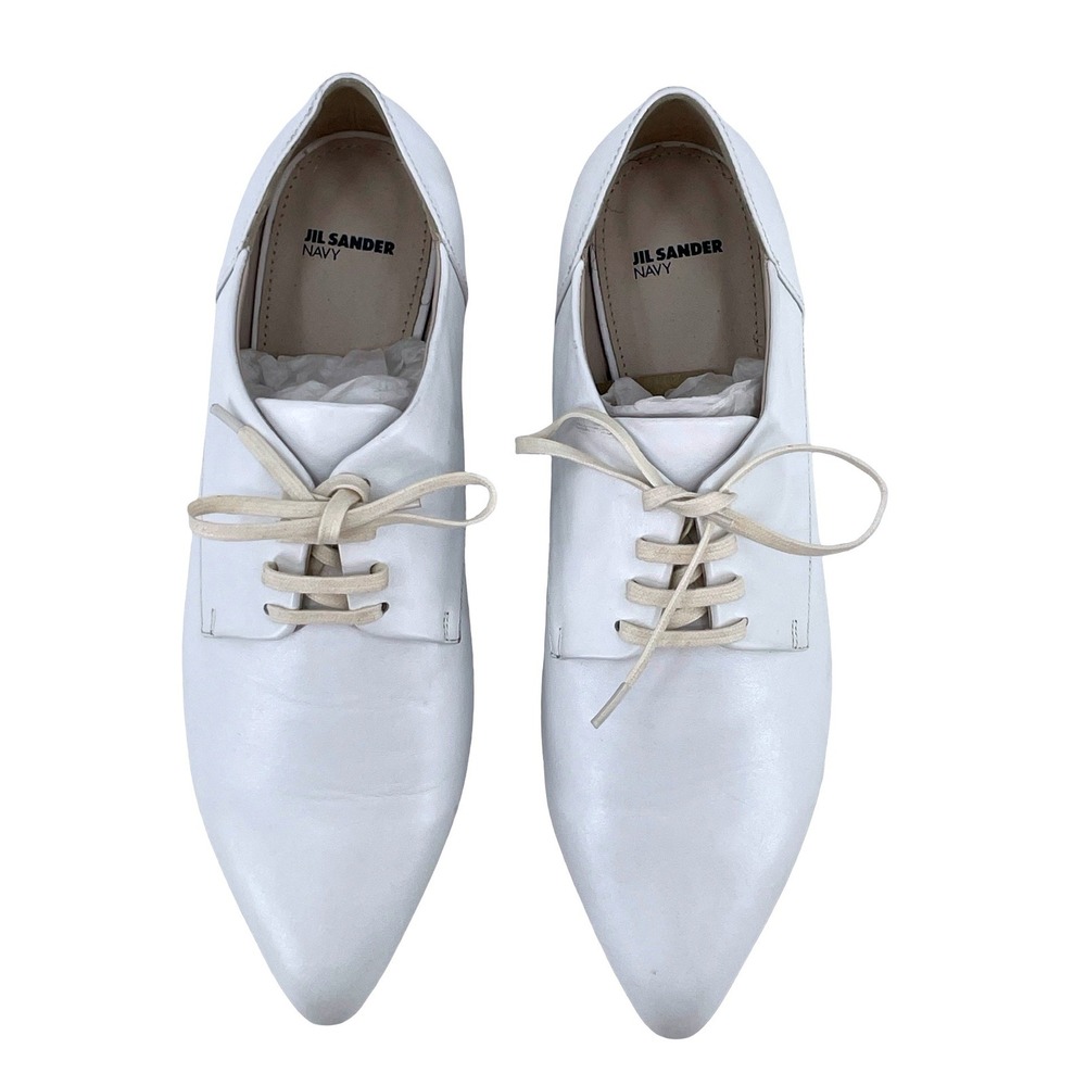 Jil Sander Navy Womens Oxford Lace Up White Leather 40